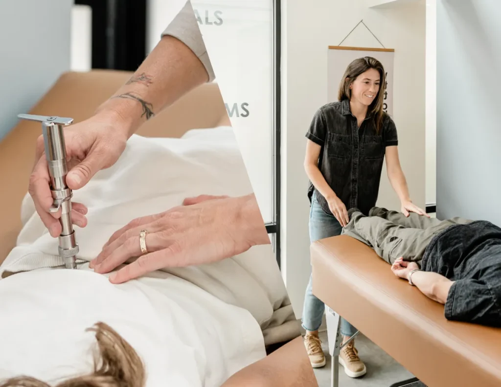 Chiropractor using Torque Release Technique on a patient during a consultation at Desert Pine Chiropractic, showcasing gentle and specific care.